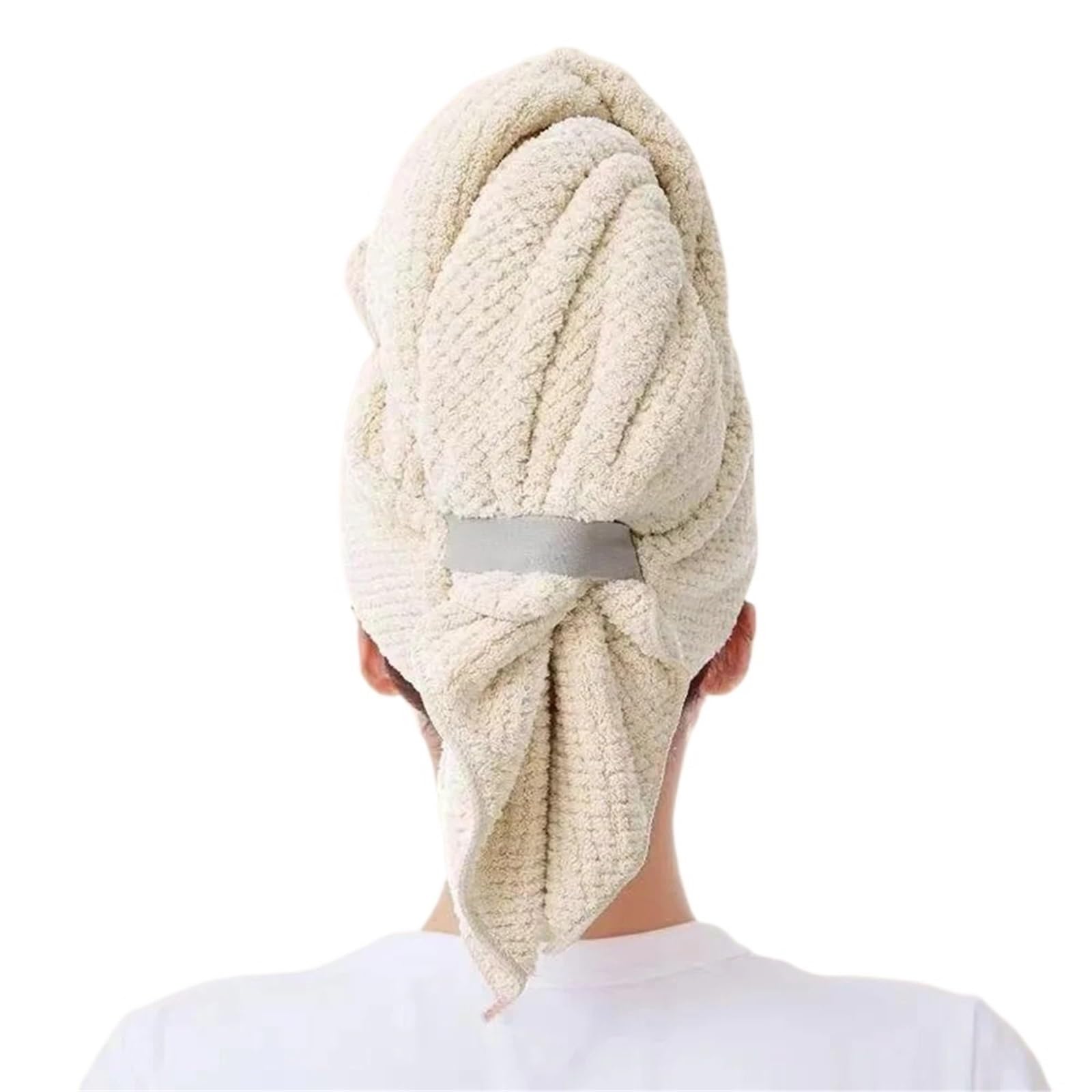Missffcat 2pcs Extra Large Microfiber Hair Towel Wraps - Ultra Absorbent & Quick Dry Hair Turbans for Long Hair(Milky White)