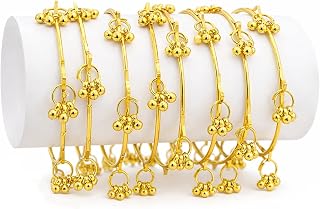 SUPER SOFTENER 8 Pcs Ghunghroo Kashmiri Bangles Set for Women Stylish | Gold Tone Kashmiri Chudi | Lightweight Traditional... Price In India