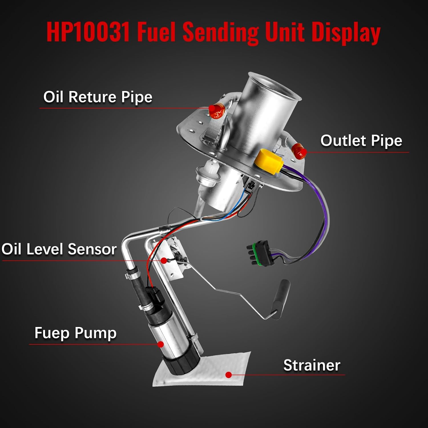 HP10031 19179534 Fuel Pump with Sending Unit for Chevy Corvette 5.7 1992-1996 1993 1994 1995 Replace 25027510 25116881 E16008 P74074 5.7L Electric Fuel Pump
