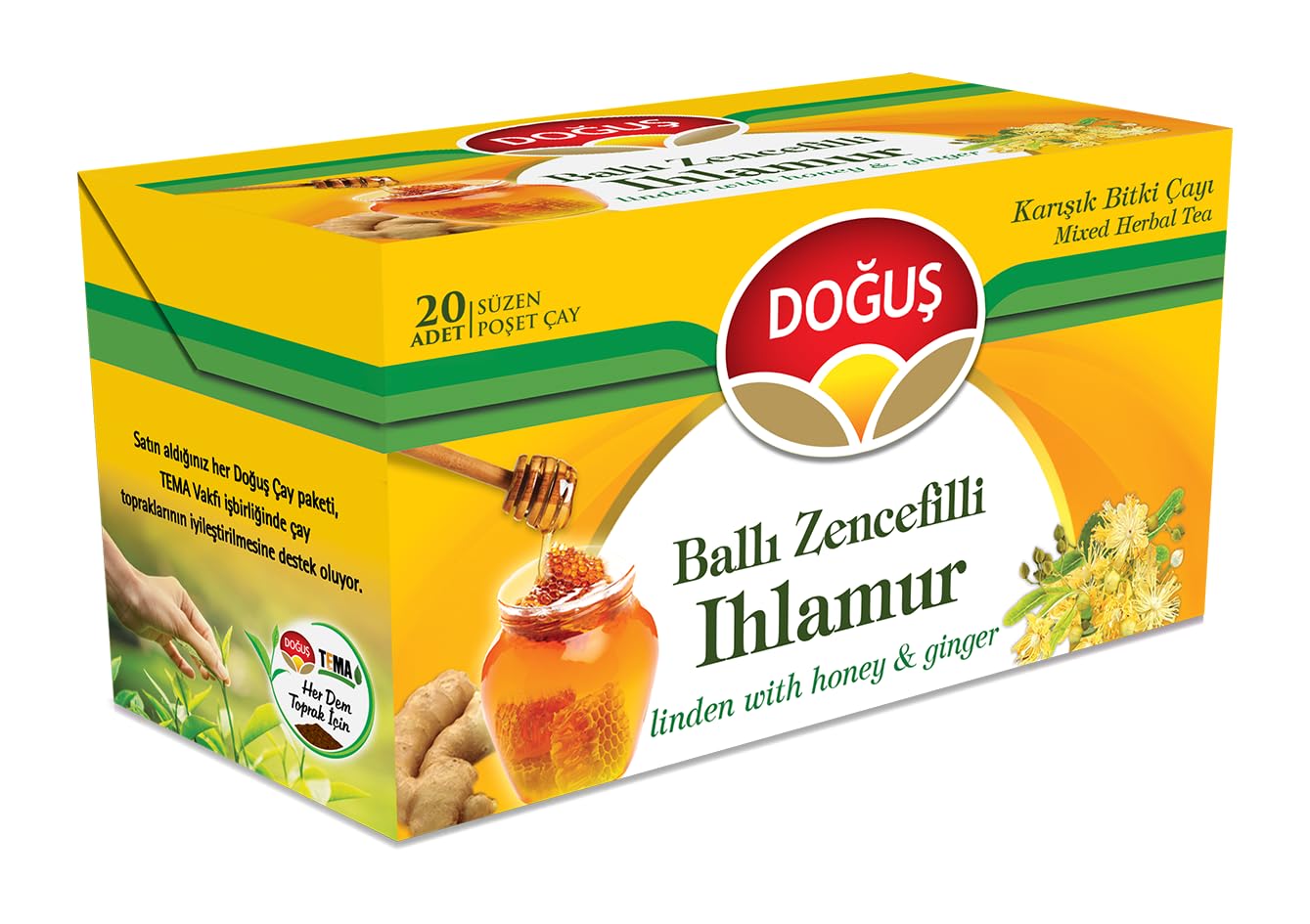 Tisane Dogus Miel Gingembre Tilleul - 20 Sachets Infusion Bien-être