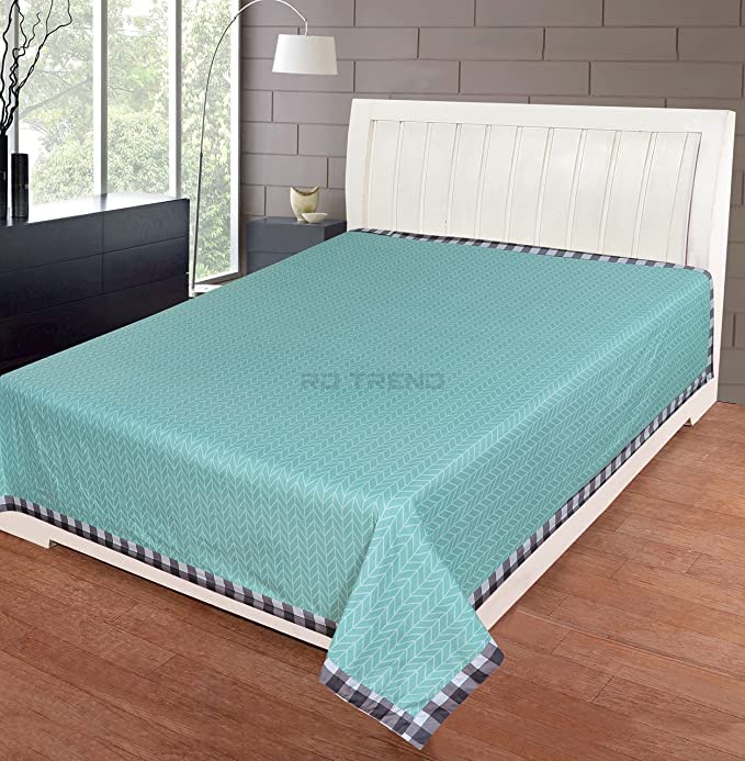Image of RD TREND Presents Luxurious Glace Cotton Supersoft 180 Tc Double Size(90X100 Inch)Flat Geometric Double Bedsheet(Topsheet)Without Pillow Covers Colour Green
