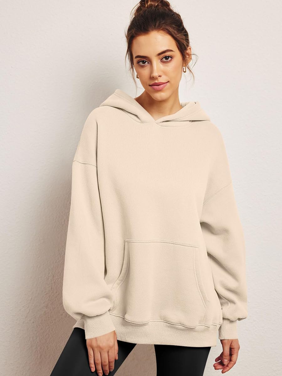 2024 Felpe Oversize da Donna Pullover Manica Lunga Moda Top Casual Felpa con Cappuccio Foderata in Pile Autunno