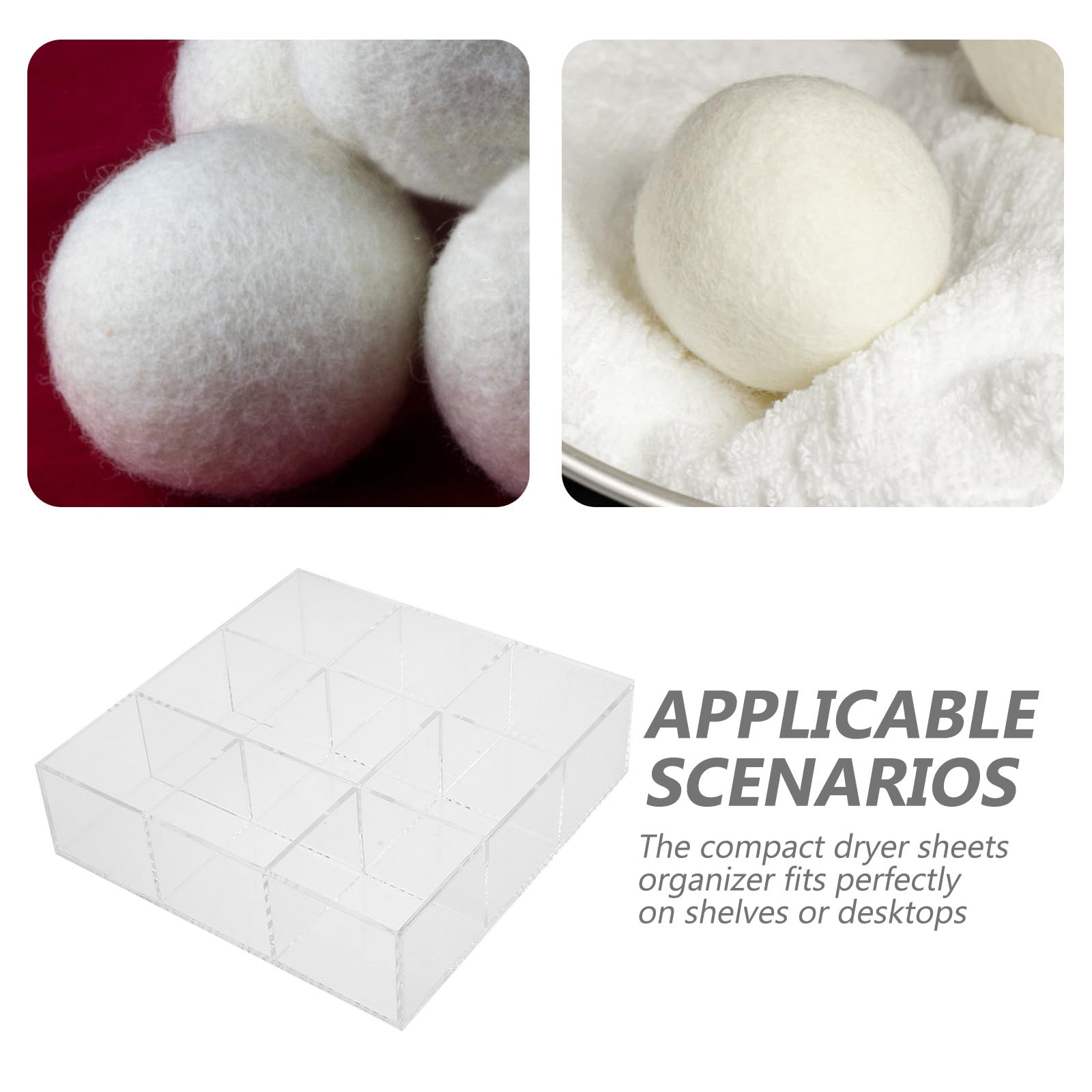 GLEAVI Dispensador de bolas suavizantes: contenedor transparente para toallitas para secadora con tapa - Organizador de almacenamiento transparente para lavandería, contenedor a prueba de polvo