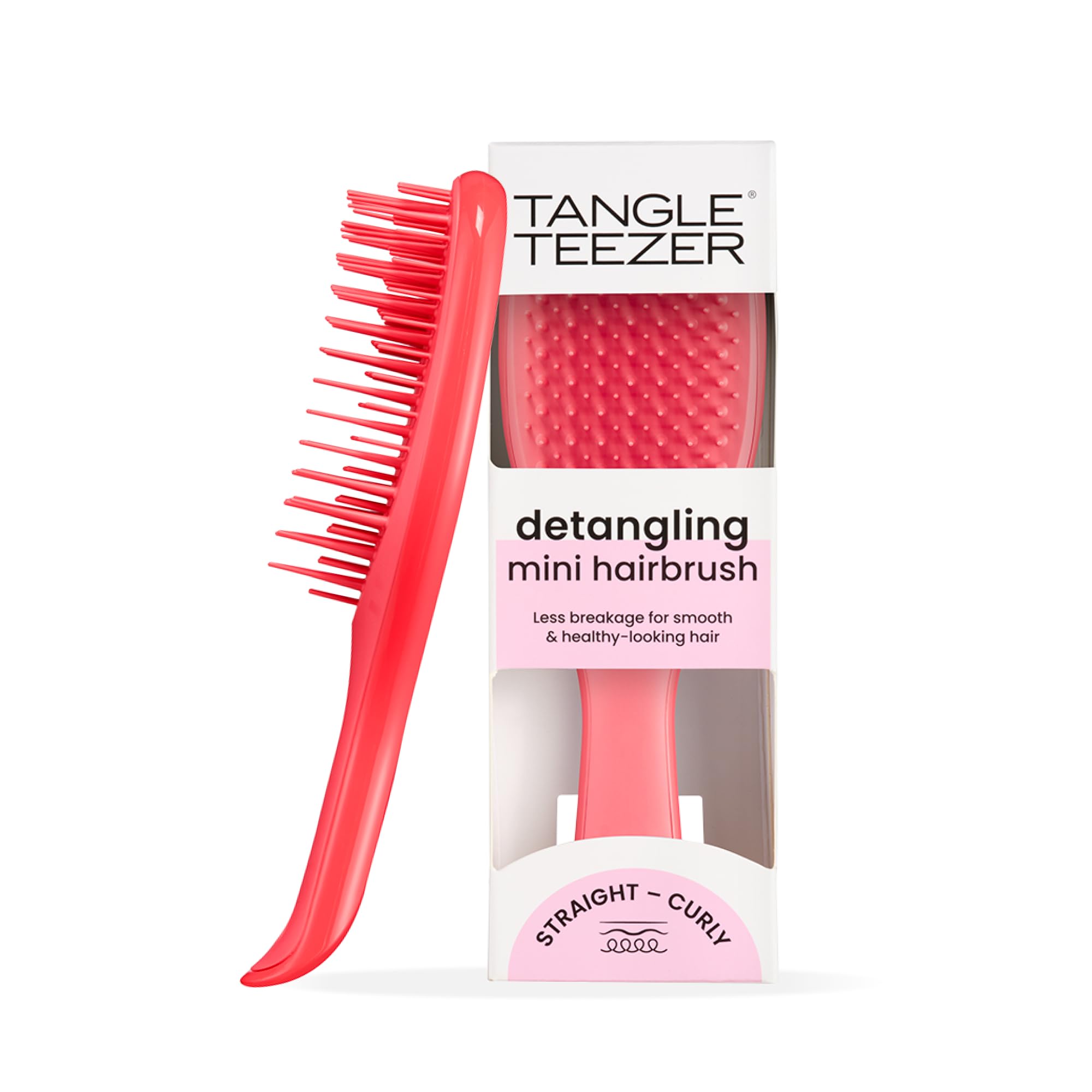 Tangle Teezer Mini Ultimate Detangler - For Wet & Dry Hair - Detangling Brush for All Hair Types - Perfect Brush For Kids & Travel - Pink Punch