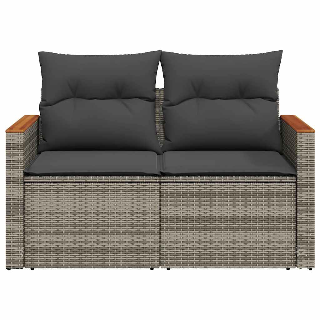 vidaXL Divano da Giardino con Cuscini 2 Posti Grigio in Polyrattan