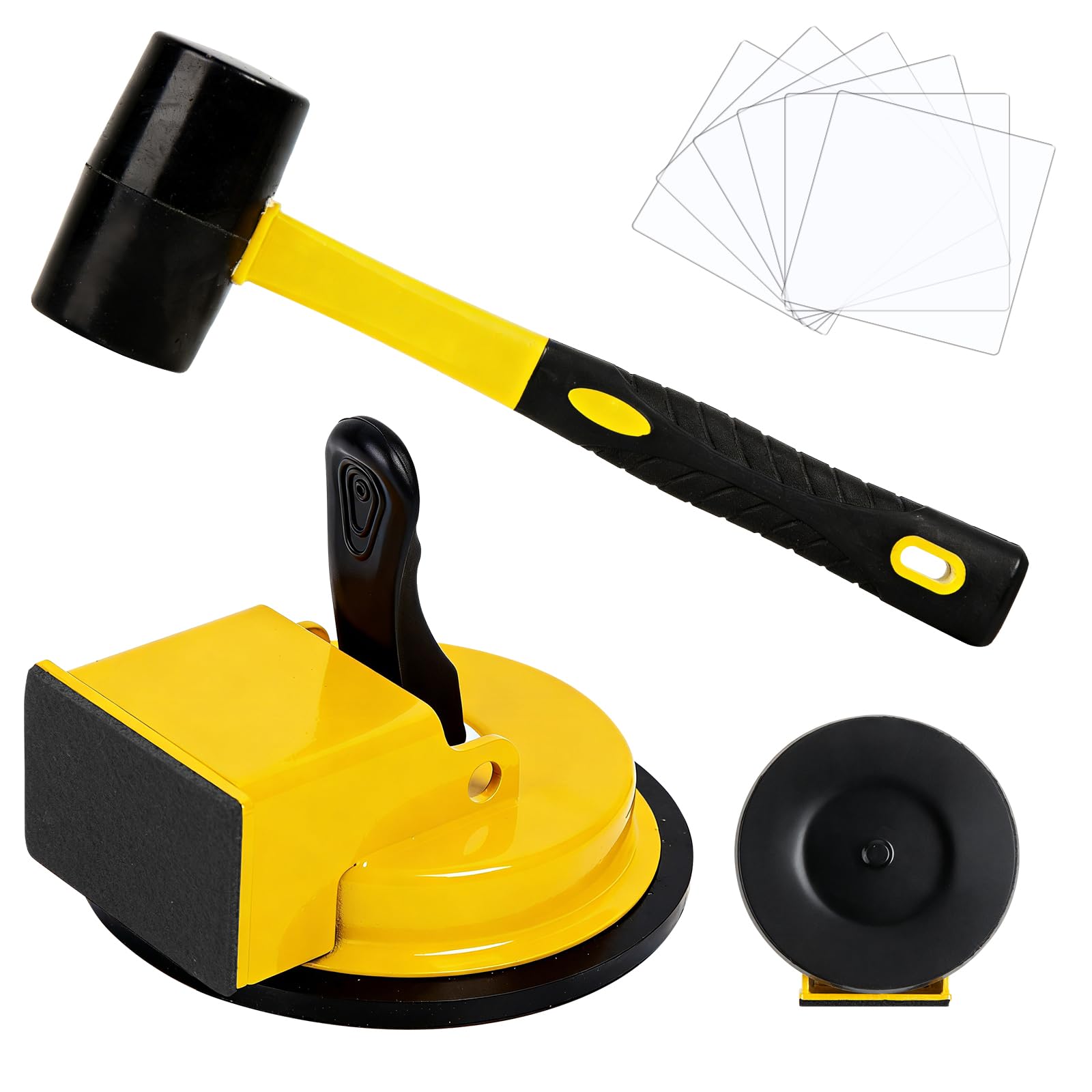 Kit de herramientas de fijación de huecos de piso, herramienta de reparación de huecos de piso con ventosa resistente con mazo de goma, herramienta de cierre de huecos para suelos laminados, fijador