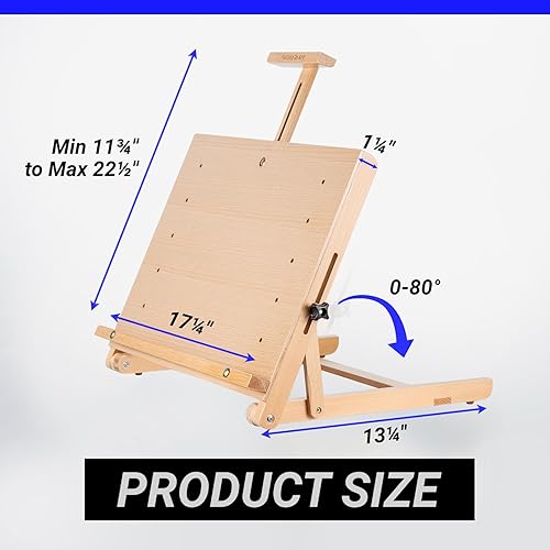 Miniatura 2 de Falling in Art Caballete de mesa de madera de haya, caballete de tablero de dibujo de madera, caballete de escritorio ajustable para artistas y