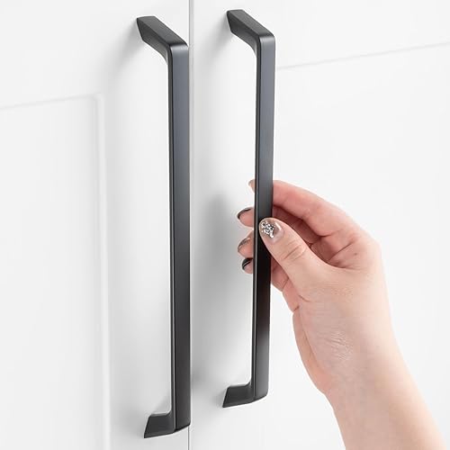 Paquete de 1 tirador de armario de cocina con arco negro ZP2210 de 8-1316 pulgadas, herrajes sólidos para cajón, tocador, baño, tocador, puerta de