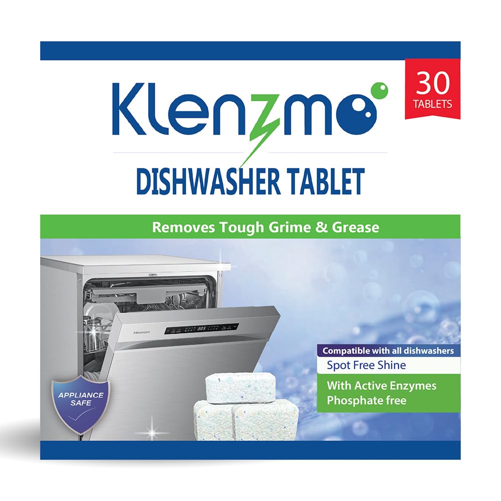 Klenzmo Dishwasher Tablets All-in-One – Powerful Cleaning, Residue-Free Shine, Biodegradable Formula, 30 Count-image-44