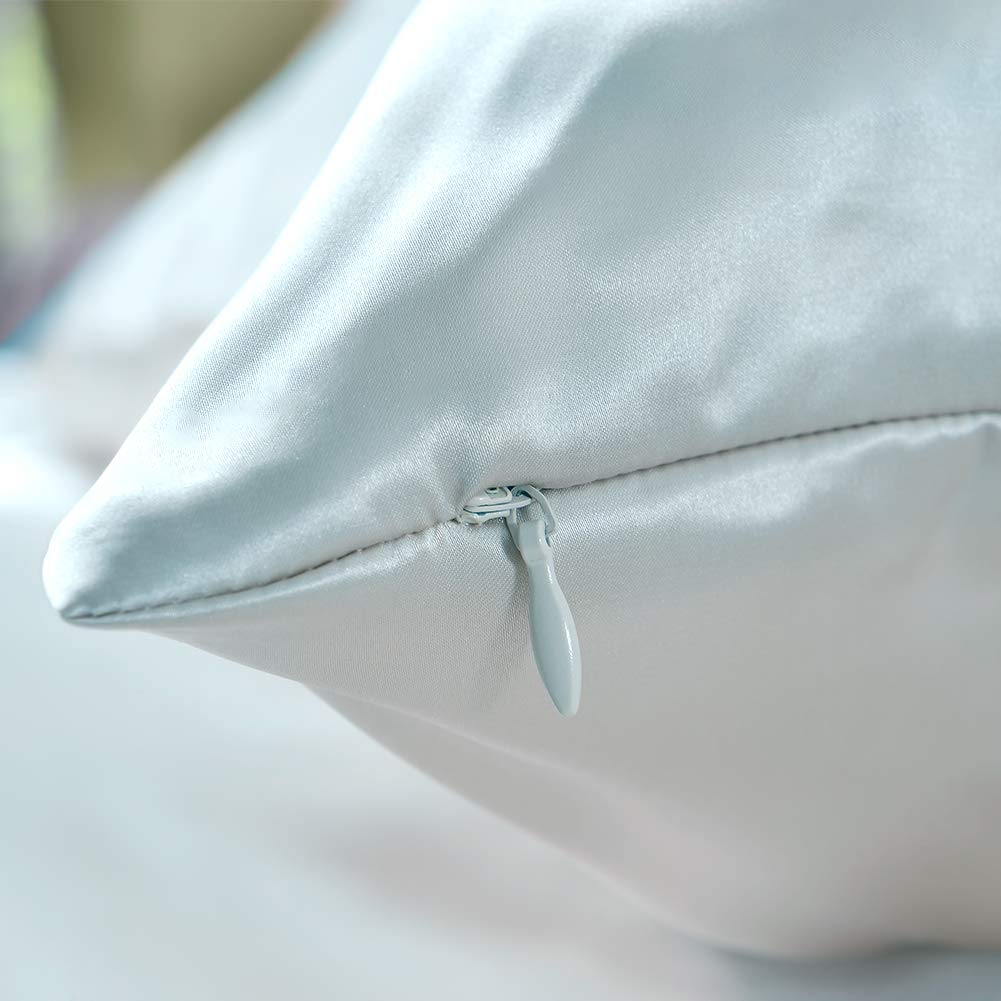 THXSILK 25 Momme Seidenbezüge 2er Set für Kissen, Seide Kissenbezüge Seidenkopfkissenbezüge Damen/Herren, Hellblau, 40x60cm