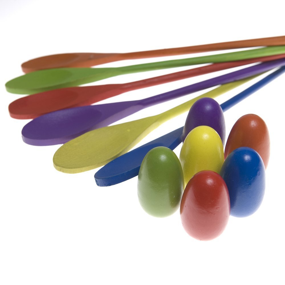 Egg Spoon Game,six wooden spoons and six egg spoons, Pack of 12