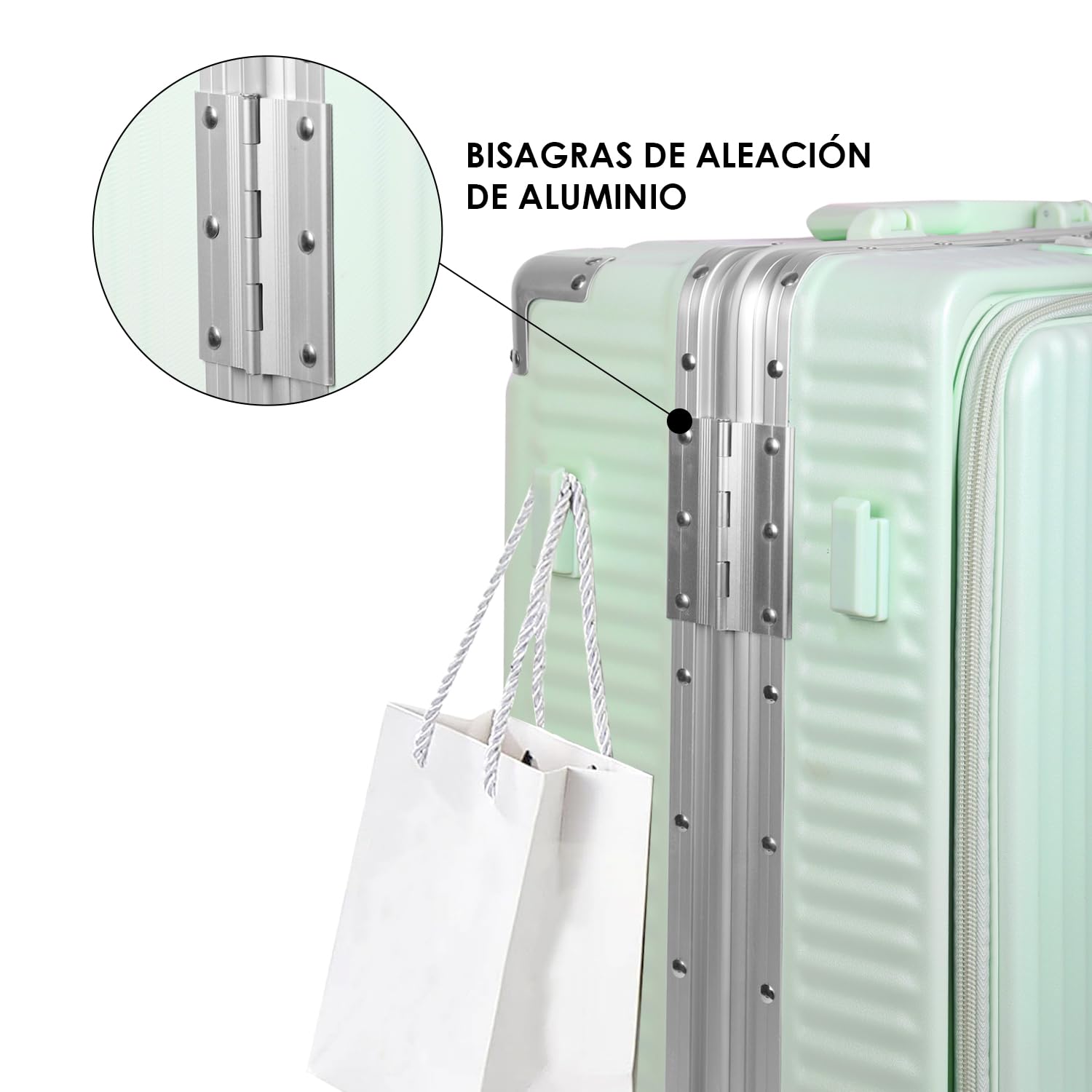 MERCURY TEXTIL-Juego de 3 Maletas de Viaje Cabina, Grande y Neceser de Policarbonato y ABS. Maletas Multifunción con USB, Múltiples Compartimientos con Bolsillo Frontal y Portavasos (Verde)