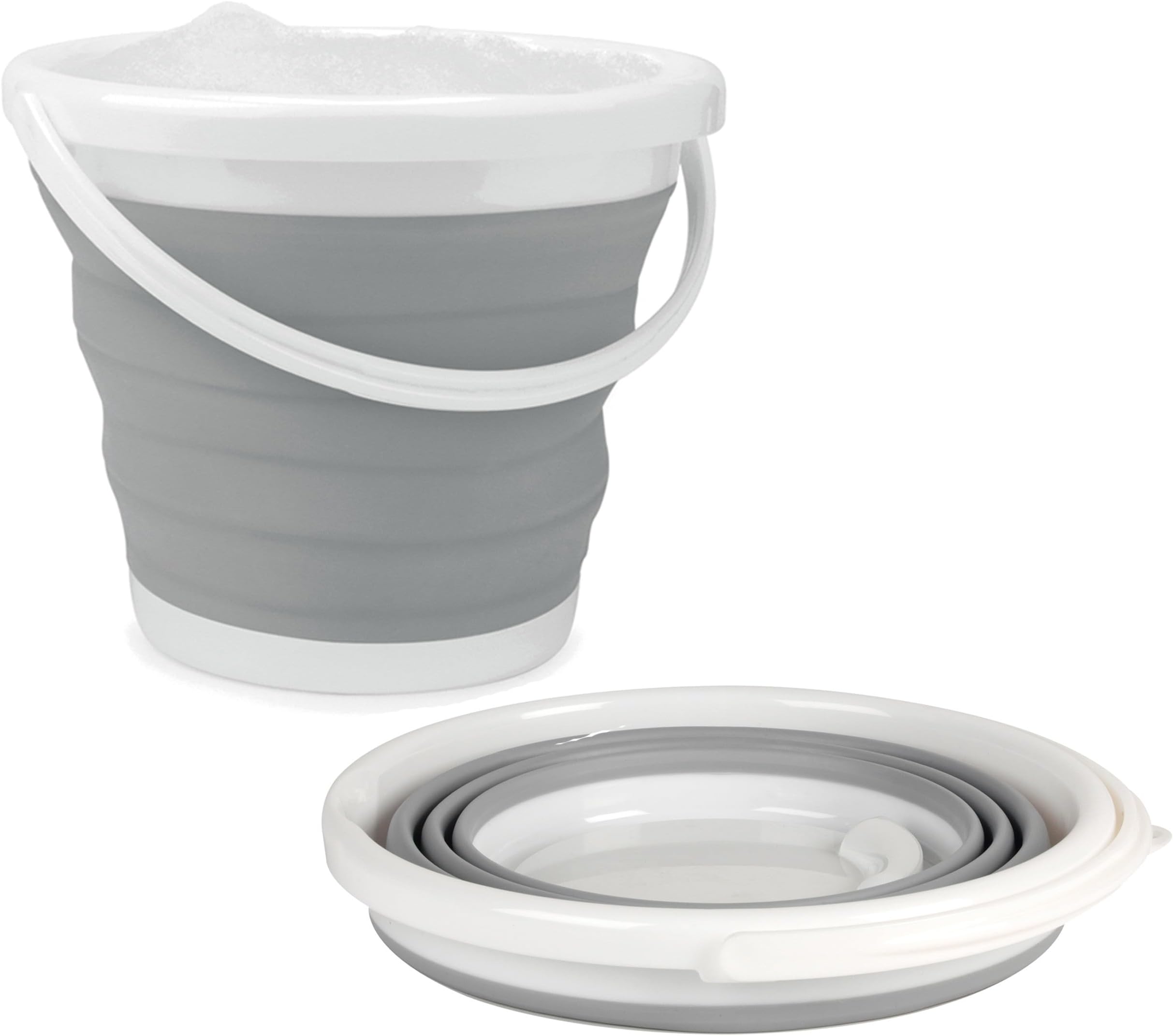 Beldray Collapsible Bucket - 10L Foldable Silicone Bucket, Sturdy Handle, Ideal for Travelling & Fishing, Space-Saving Design, Multi-Purpose Bin, Portable Home Cleaning, Camping, Water Basket, Grey