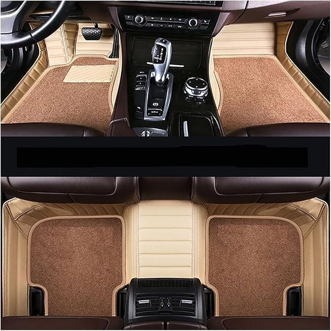 Image of MINANSH 9D Premium Leatherette Car Foot Mat Luxurious & Elegant Look | 100% Waterproof and Dust Proof | Custom Fitted 9D Car Floor Tray Mat for Tata Harrier EV 2026 (Full Beige)