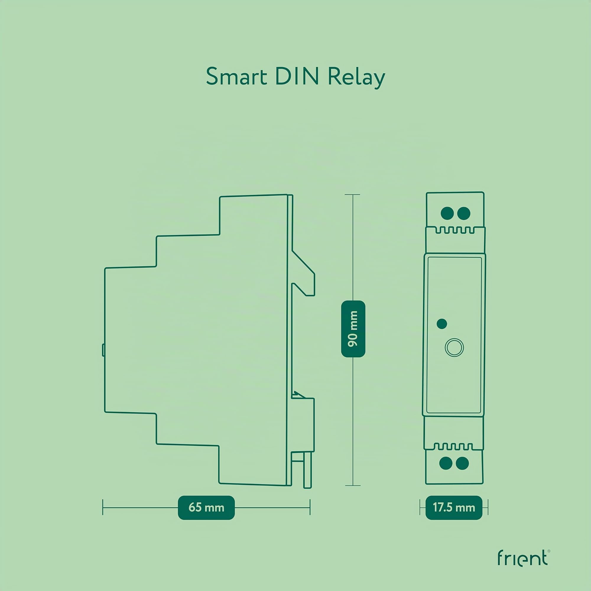 frient Relè Smart DIN - Interruttore di accensione/spegnimento da remoto | Funzionalità di misurazione della potenza integrata - Carica continua a 16A - Zigbee - Funziona con Homey e SmartThings