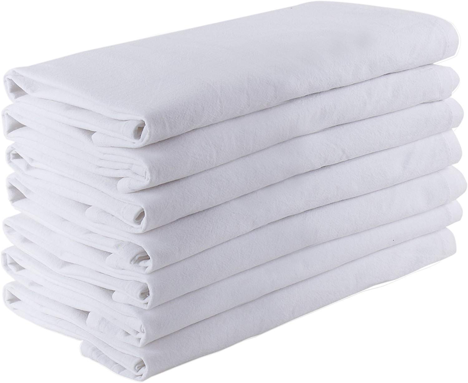 DG Collections 100% Cotton Flour Sack Towels for Kitchen, Set of 7 (33 x 38 Inches), Multi-use Highly Absorbent Floursack Towels for Embroidery, and Print - White