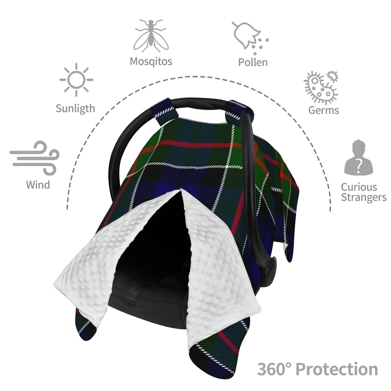 Clan Colquhoun Tartan Baby Car Seat Cover & Breastfeeding Nursing Cover - Breathable Stretch Fabric Multi-Use Nursing Cover for Breastfeeding