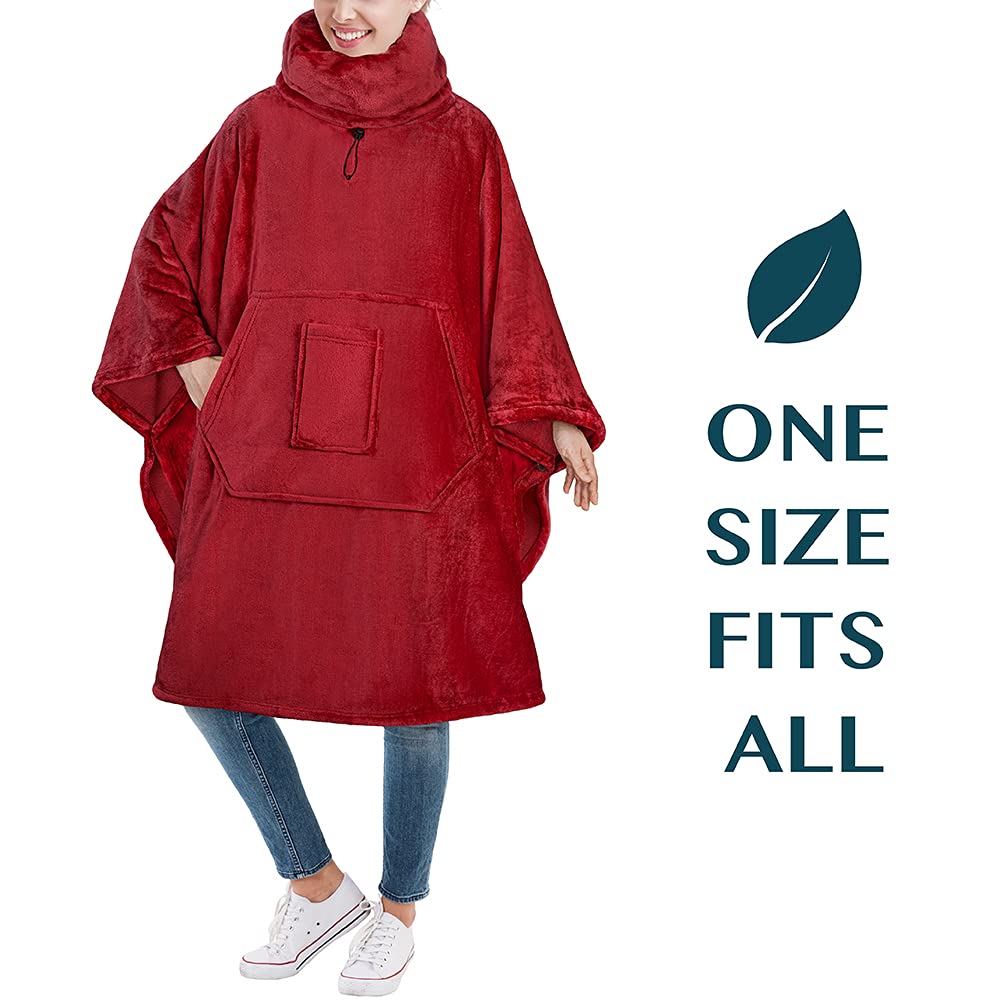 PAVILIA Poncho à capuche surdimensionné pour femme et homme, cache-cou, polaire douce pour adulte
