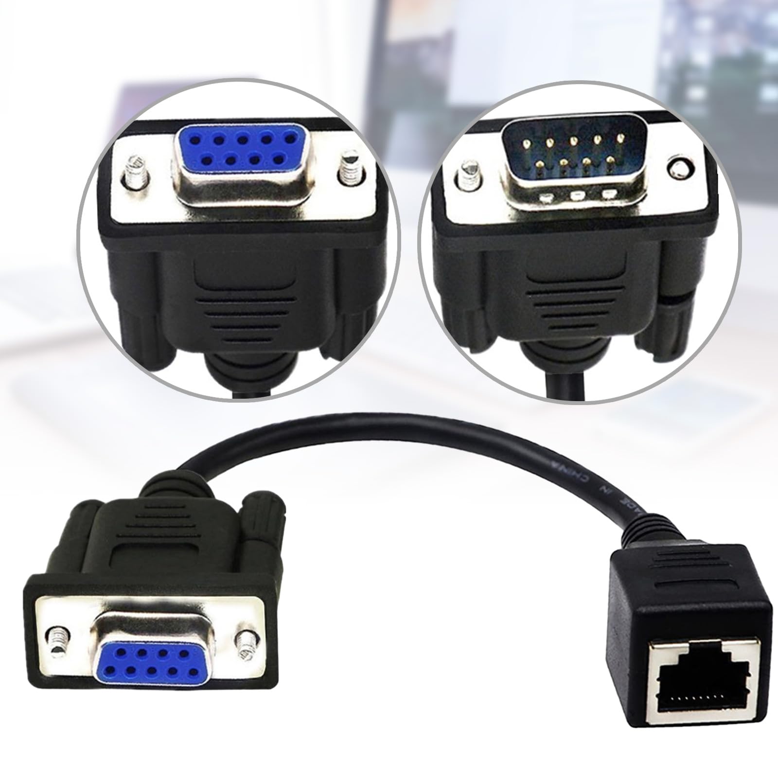 ljhnba RJ45 to RS232 DB9 9Pin Port Male to RJ45 Female CAT5 Ethernets Consoles Ethernets Extend Adapters Communication Cable