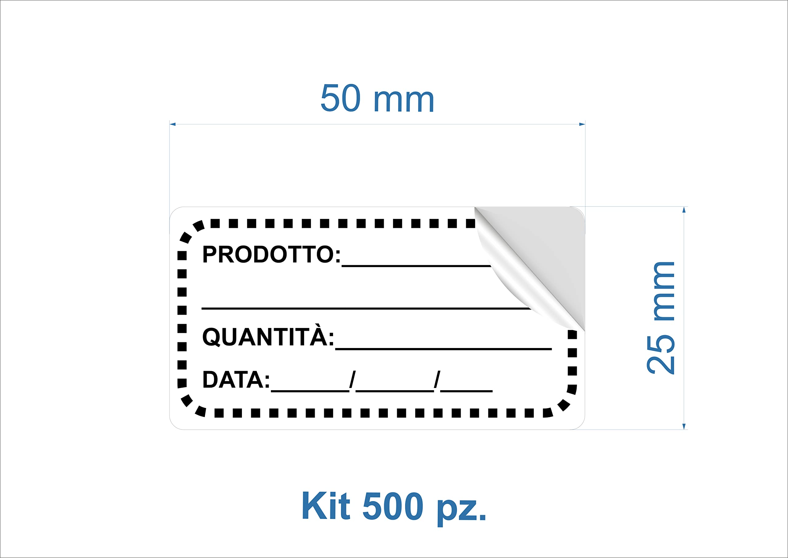Etichette congelatore adesive | dimensioni 50 x 25 mm | Scheda Prodotto, Quantità, Data | facilmente scrivibili | (500 Pezzi)