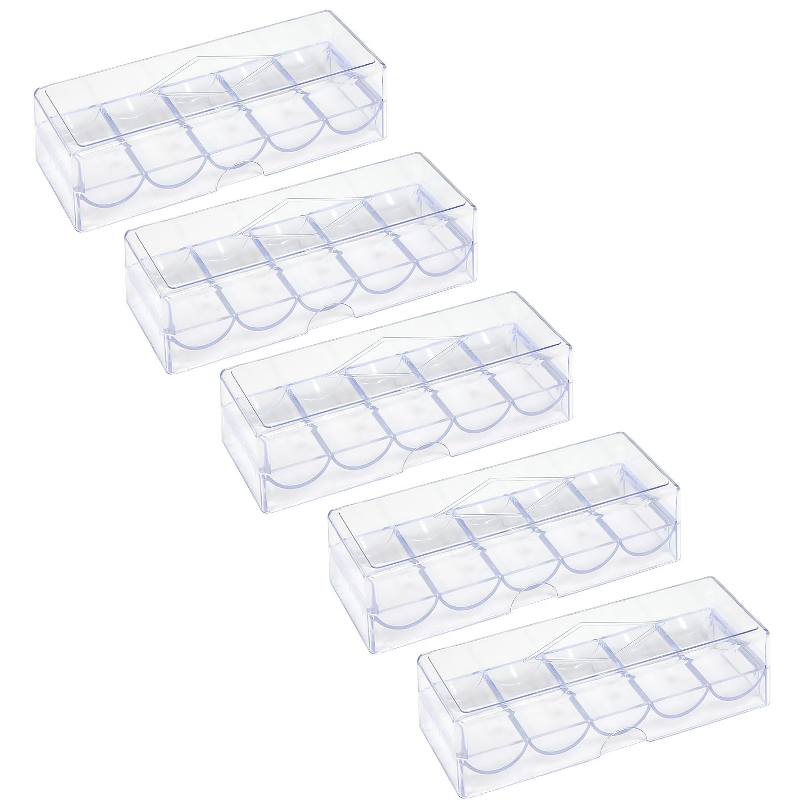 Clear Acrylic Poker Chip Rack with Lid/Without Lid, Casino Poker Chip Tray Rack Chip Storage Display Case for Texas Hold'em, Blackjack, 100 Chips Each