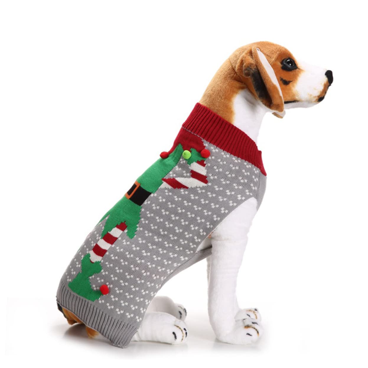 Sosoport 2 Pz Abbigliamento per Cuccioli Maglione Natalizio Gatto Costume da Elfo Domestico Costume Cane Natale Abbigliamento Cane Natale Vestiti Cappotti Maglione per Cani Inverno Cappotto