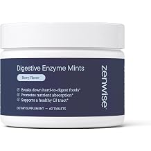 Zenwise Health Digestive Enzyme Breath Mints for Gut Health, Delicious Berry Flavor - Digestive Enzymes for Bloating Relief &amp; Gut Support - Multi Enzymes Digestion Supplement - 60 Chewable Tablets
