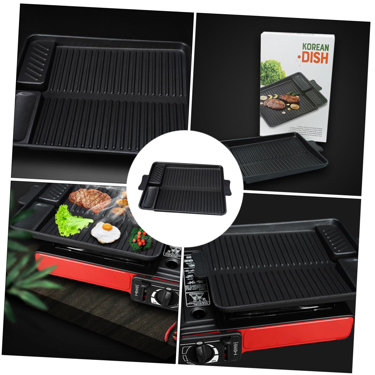 Bandeja Rectangular para Barbacoa al Aire Plancha Antiadherente para Asar Bandeja de Horno Resistente para Parrilla Portátil