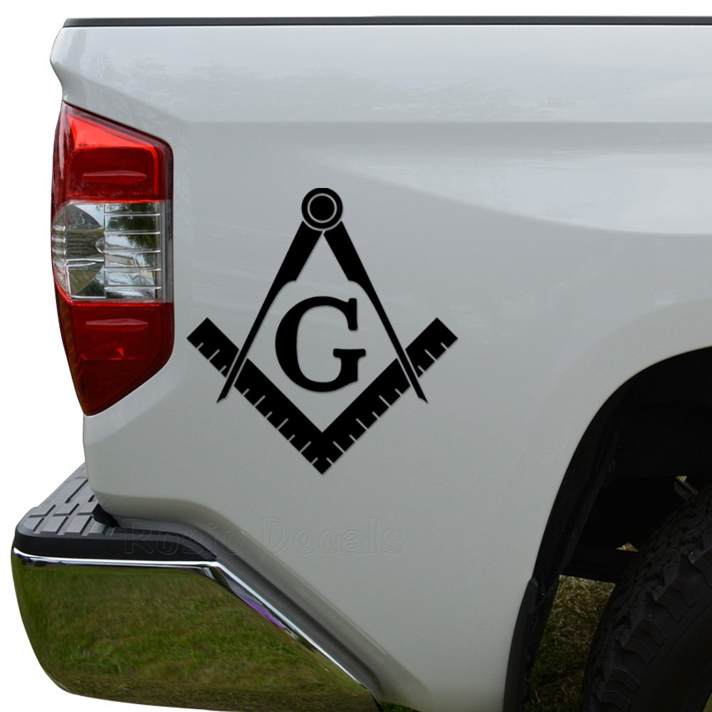 Masonic Emblem Freemason Die-Cut Vinyl Decal – Bumper, Car, Or Window Sticker (Glossy White, Made In USA) - View #2