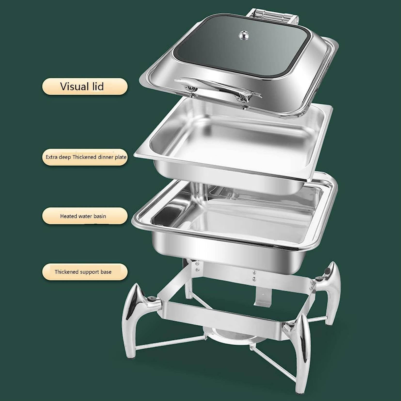Sistemi di Riscaldamento per Buffet - Scaldavivande da Tavolo, Vassoi per Buffet con Coperchi, Vassoi per Il Controllo delle Porzioni, Scaldavivande su Carrell