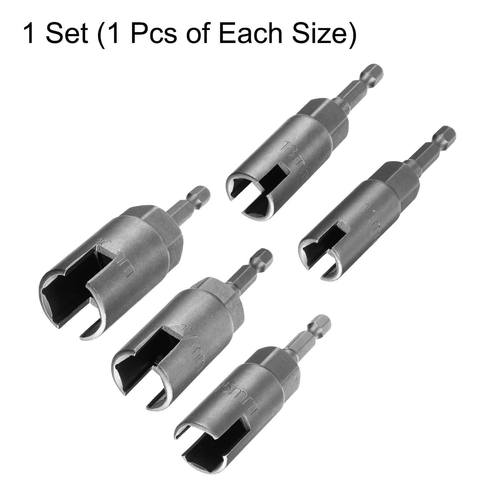 HARFINGTON Juego de 5 destornilladores de tuerca de mariposa H11/13/15/17/19 de 11 mm/13 mm/15 mm/17 mm/19 mm, métrico de 6 puntos, vástago hexagonal de 1/4 pulgadas, ranura profunda, llave de tuerca