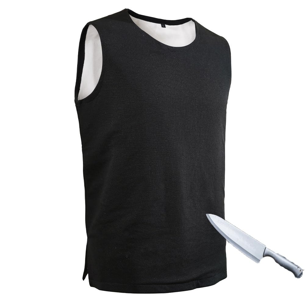 Level 4 Anti-Cut Concealed Stab Proof Vest, Full Protection Vest, Stab and Cut Resistance, Soft& Breathable & Lightweight, Security Protection Stab-Resistant Vest,Black-XL