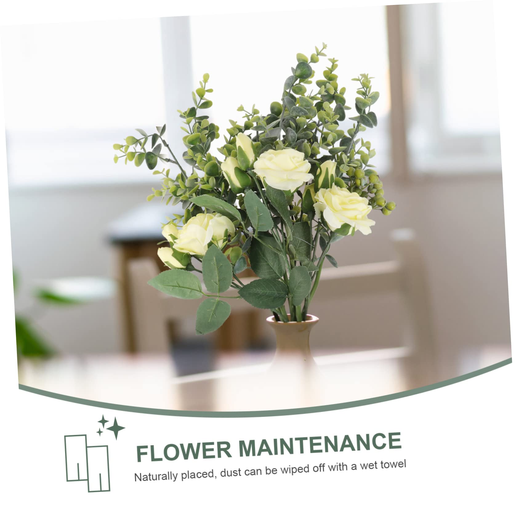 Alipis 2 Stück - Langlebiger Gelber Künstlicher Rosenstrauß Hochzeitsblumenarrangement Wohndekor-strauß
