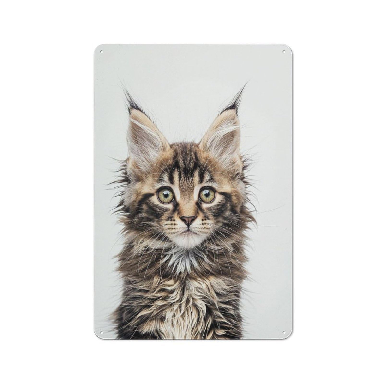 Junmoney Style-16 Workshop Style Garage Metal Sign 30X20cm Featuring Cute Baby Main Coon Cat, Industrial Wall Art For Garage, Hobby Room, Office Or Man Cave