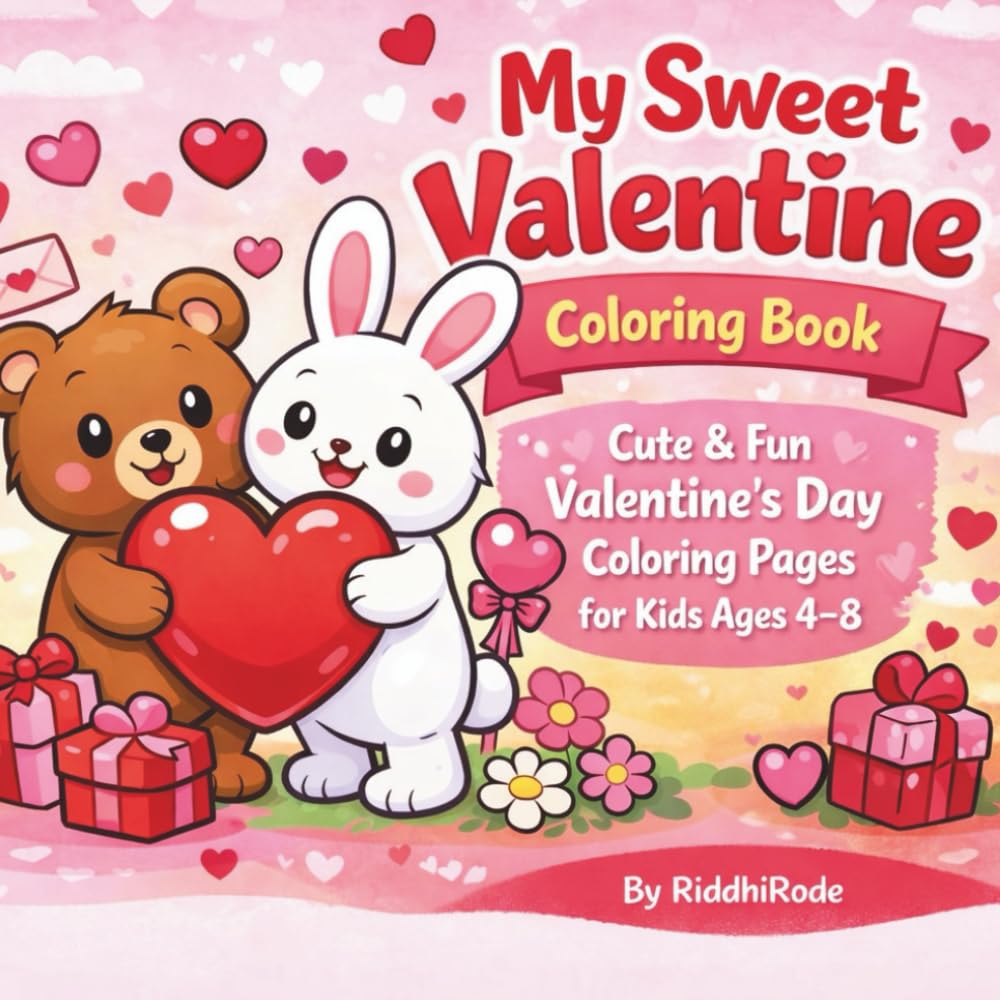 My Sweet Valentine coloring book: Cute & Fun Valentine's Day coloring pages for Kids Ages 4-8