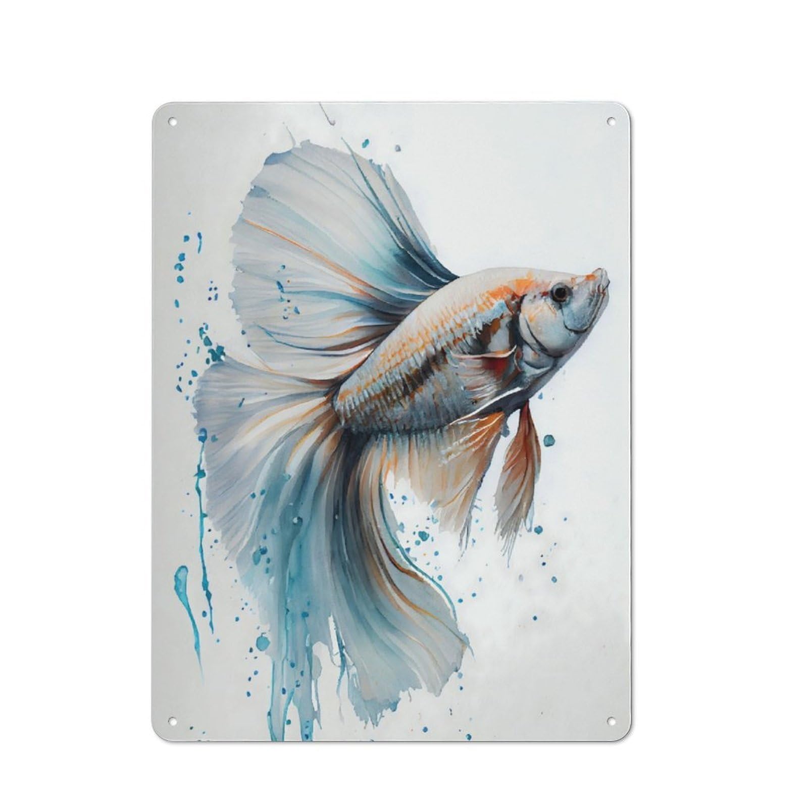 Junmoney Betta Fish 40X30cm Retro Printed Metal Sign With For Workshop Wall, For Vintage Wall Decor Fans, For Themed Room Decoration