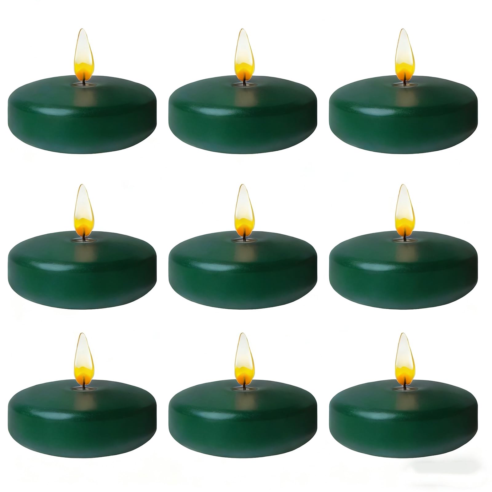 Cacou 12 Pack Dark Green Floating Candles - Candle Set - 7Cm W X 3Cm H - Long Burning Time - Burning Time 8-10 Hours