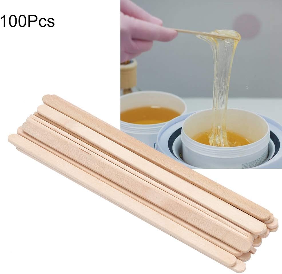 100 Pcs Wax Sticks, Hair Removal Stick,Disposable use design Wood