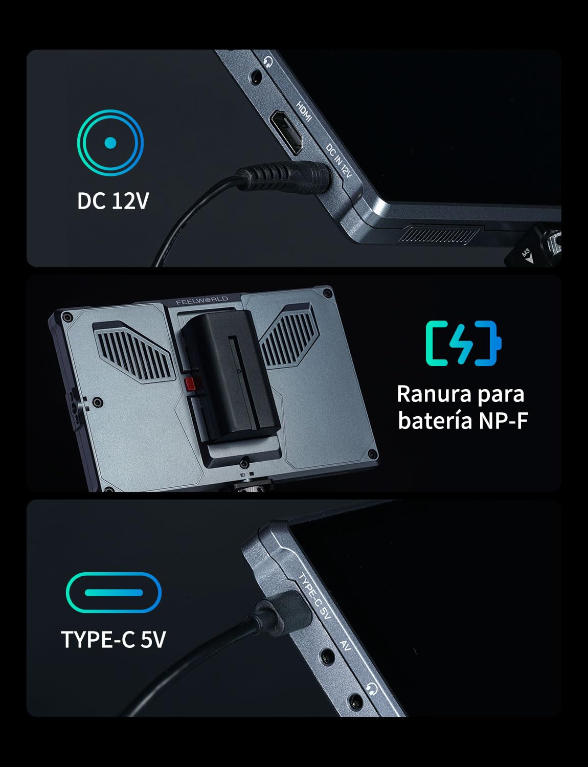 FEELWORLD FW759 Pro Monitor de Campo para cámara DSLR con Pantalla táctil HD de 7 Pulgadas y 400 nits, resolución 1280x800, batería F550, Entrada AV HDMI 4K y monitorización de Forma de Onda
