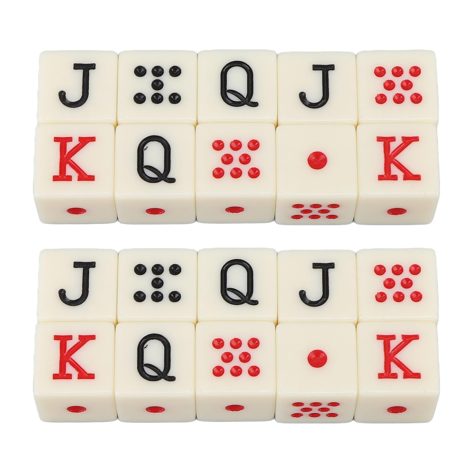 equlup Spanish Dice, 20Pcs Spanish Poker Dice 6 Sided Square JQK Dice Plastic Table Game Dice Set for Playing Yahtzee/Farkle/Liars, Yellow