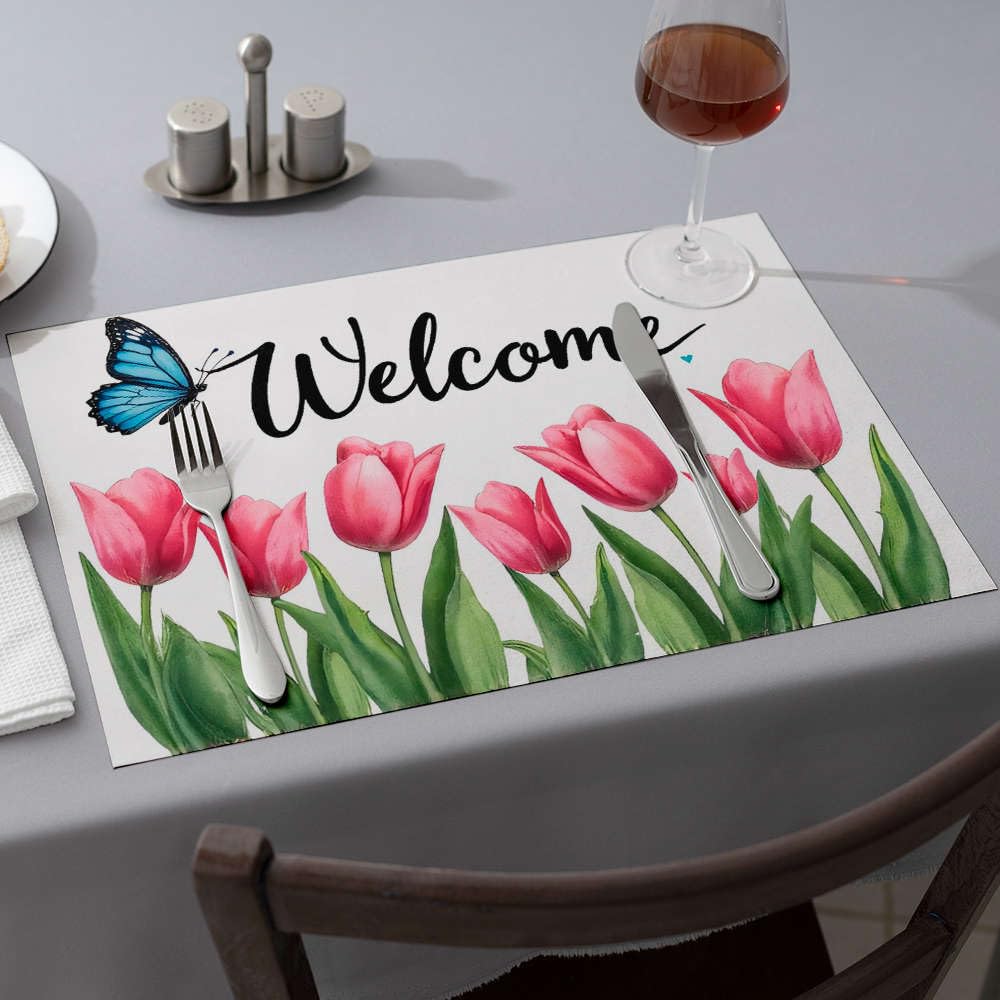 Sets de table motif fraises lot de 6 rectangulaires pour décoration de table champêtre