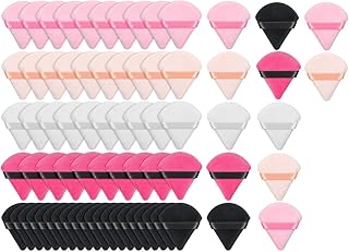 SUNISA 72 Pieces Triangle Cosmetic Loose Powder Puffs Washable Reusable Soft Plush Foundation Sponge for Face Body Wet Dry...