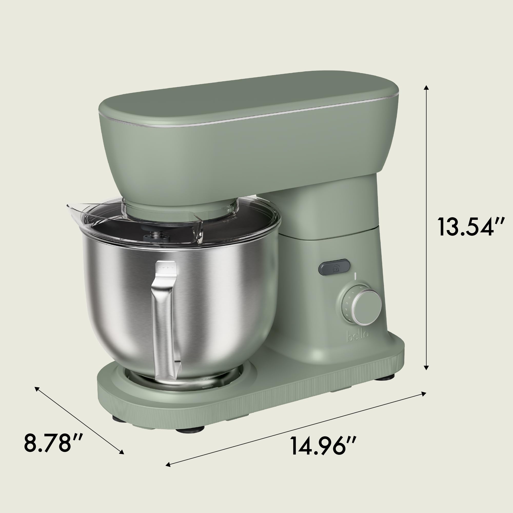 bella STIR 5.3Qt Tilt-Head Stand Mixer, 12-Speed Countertop Mixer, Aloe view 9
