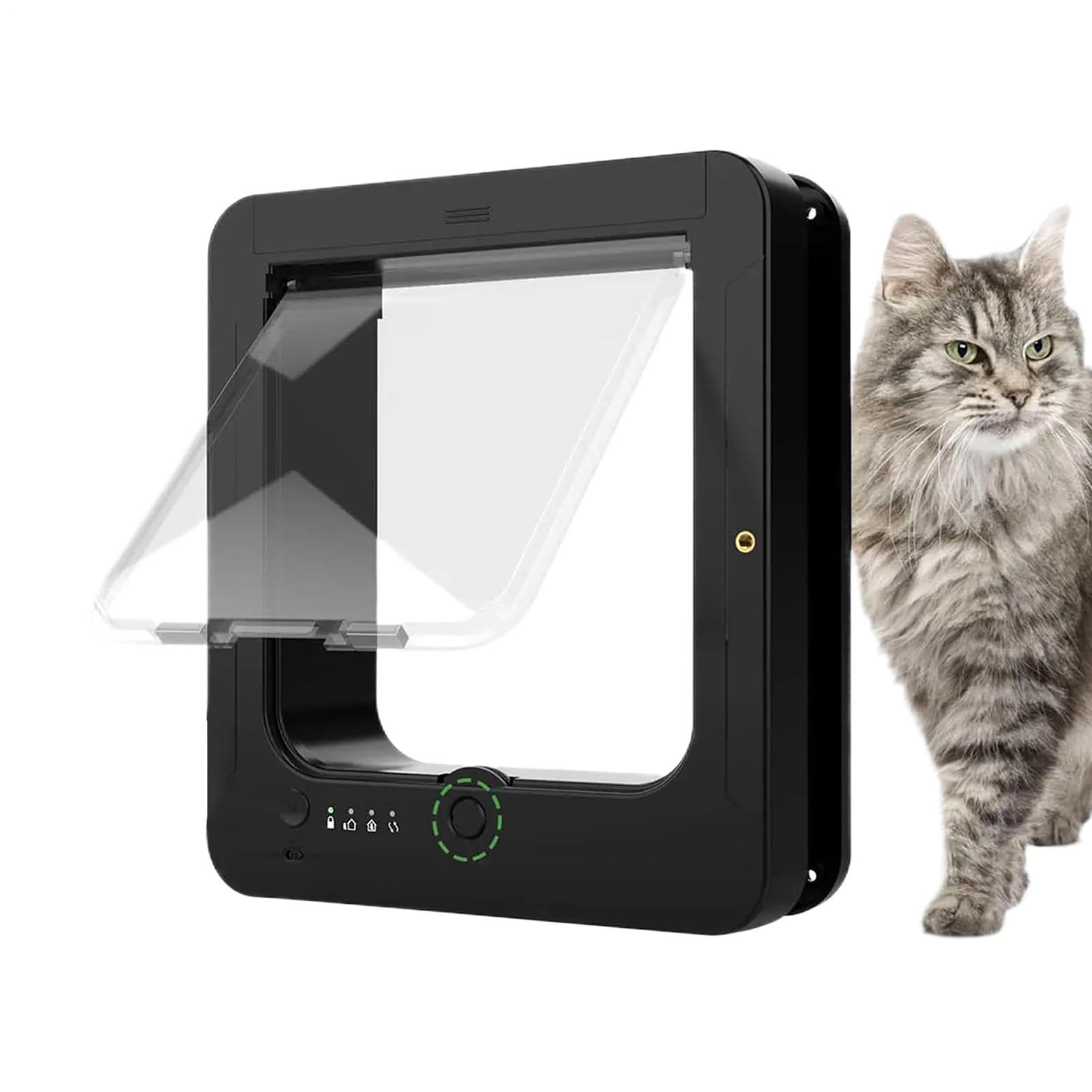 Puerta de Microchip para Mascotas, Puerta Inteligente para Gatitos con Control Remoto y 2 Collares de Sensor, Puerta de controlable para Perros, para Puerta Interior, Pared, Patio, Porche | Puerta resistente al viento para perros para interiores y exterio