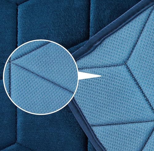 Image of HOMEKART All Purpose Non Slip Anti-Skid Bath Mat - Memory Foam Bathmat Door Mat, Kitchen Runner Super Absorbent - Quick Dry | Water soak (16 inch x 24 inch, Blue) Pack of 3