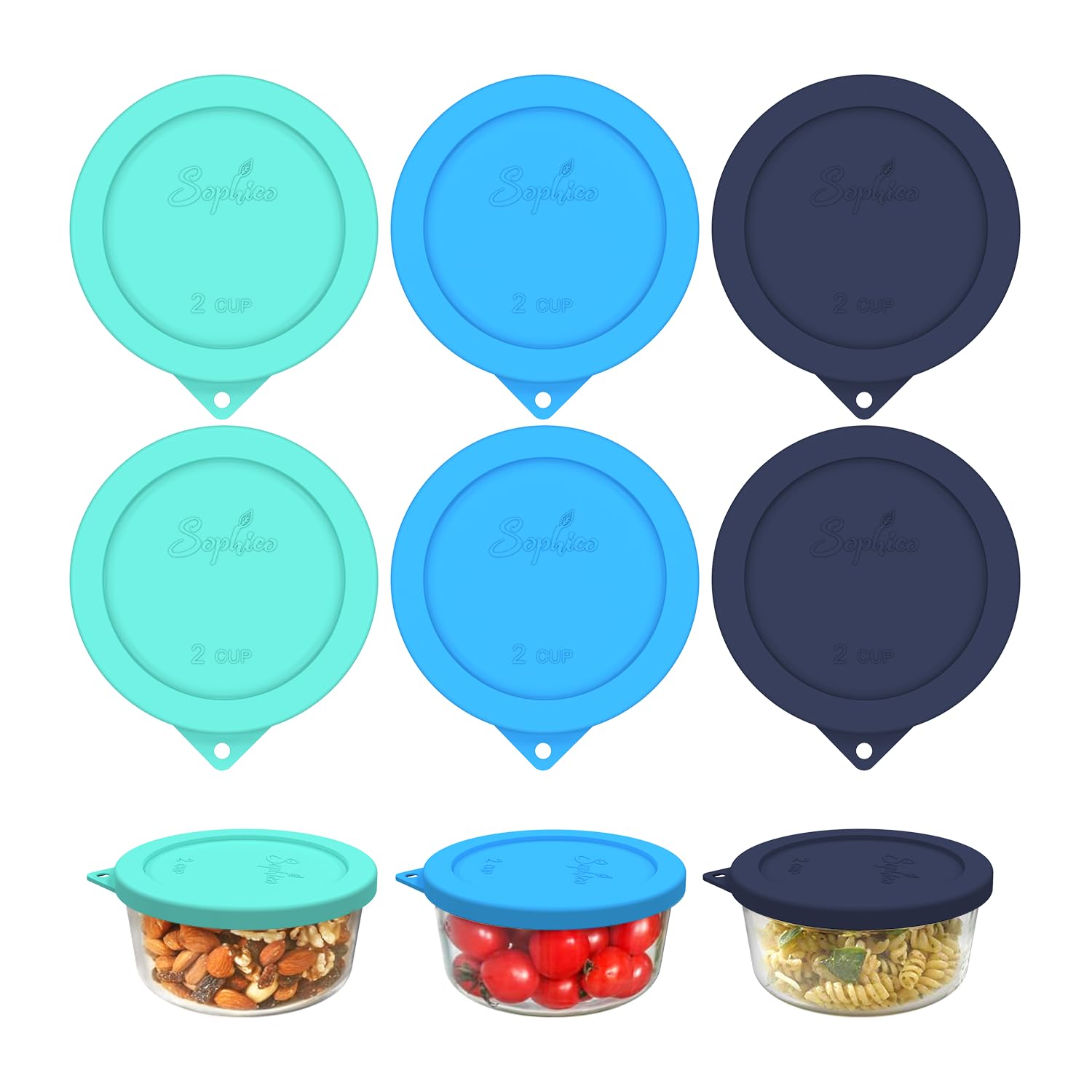 SOPHICO 2 Cup Silicone Lids Replacement for Pyrex &amp; Anchor Hocking 7200-PC