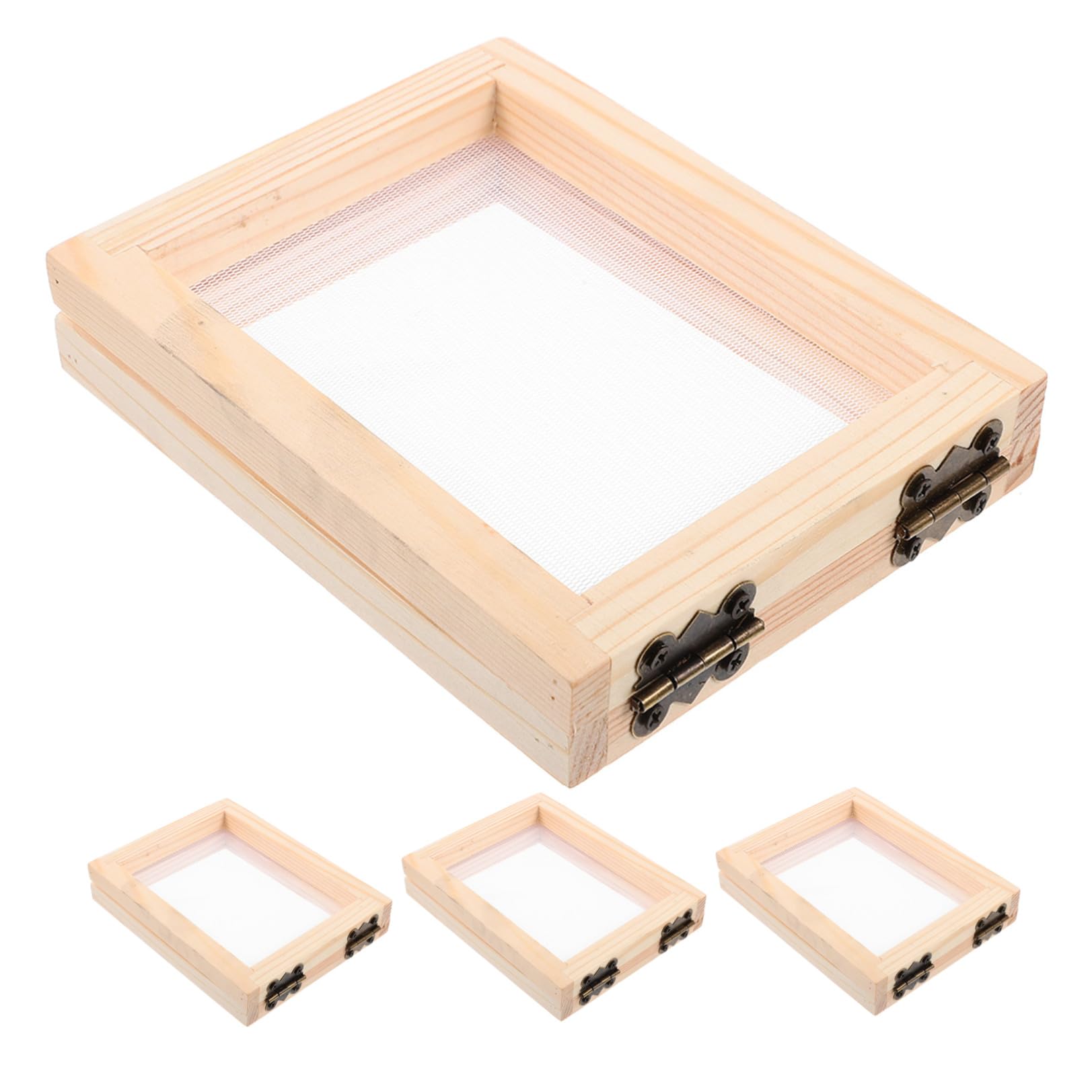 TOMETURE Set di 4 Telai in Legno 10X13X2,2 CM per Fabbricazione della Carta Rete, Utilizzabile per Attività Creative in Asilo Nido e Progetti Fiori Secchi