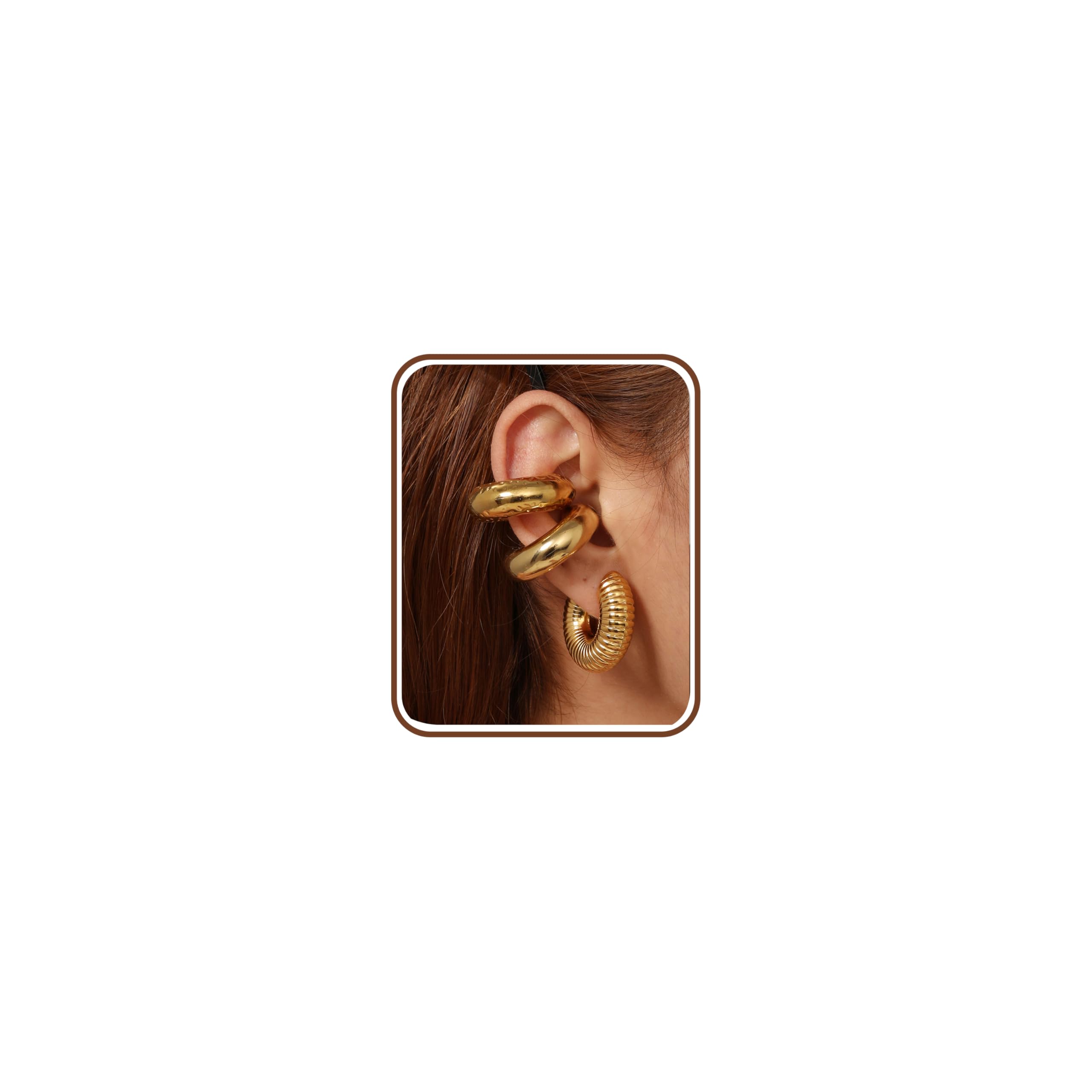 3-teiliges Gold/Silber-Ohrmanschetten-Set ohne Piercing, Edelstahl-Ohrclips, klobige Fake-Ohrringe, Dicke Fake-Piercings, Knorpelwickel-Helix-Ohrring-Set, Manschetten-Ohrringe für Frauen