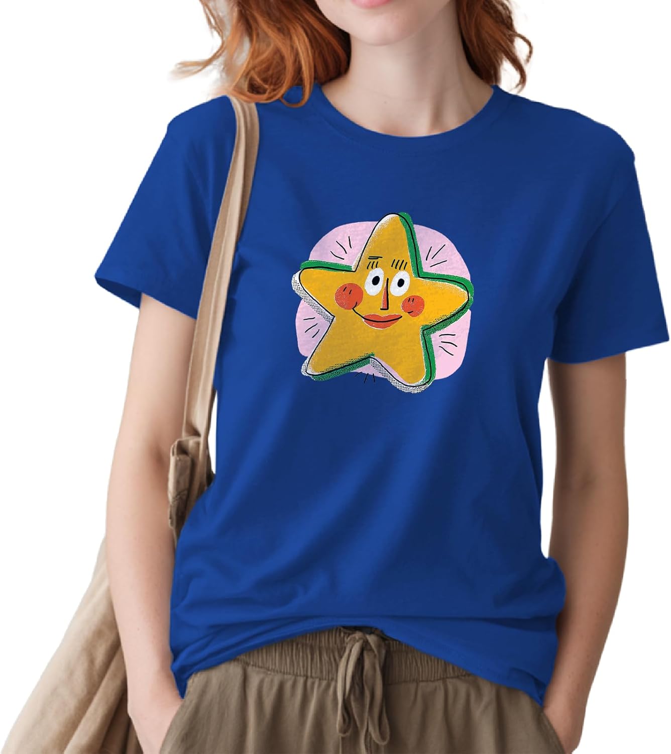 Comfort Blouses for Women Solid 100% Cotton Short Sleeve Crewneck Plus Size Western Lightweight Daily Outfits