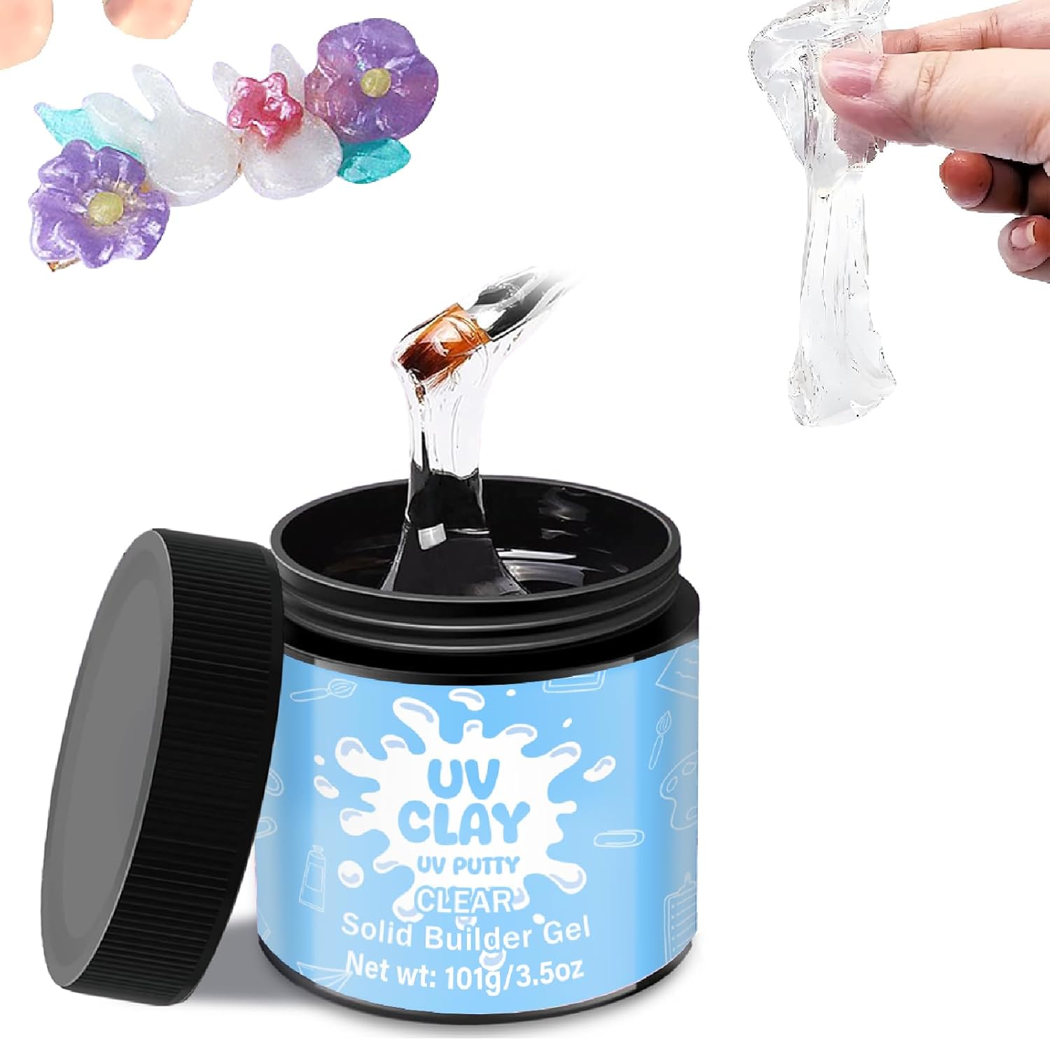 3.5 oz UV Clay Clear Polymer Resin for 3D Crafts, DIY Jewelry Making, Silicone Molds, UV Curing, Crystal Clear Casting, Miniature Art, and Handmade Resin Projects